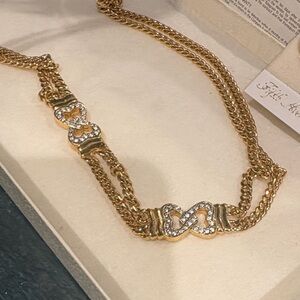 Fifth‎ Avenue Collection Gold and Silver Necklace  Romance Chain & Earrings 90s